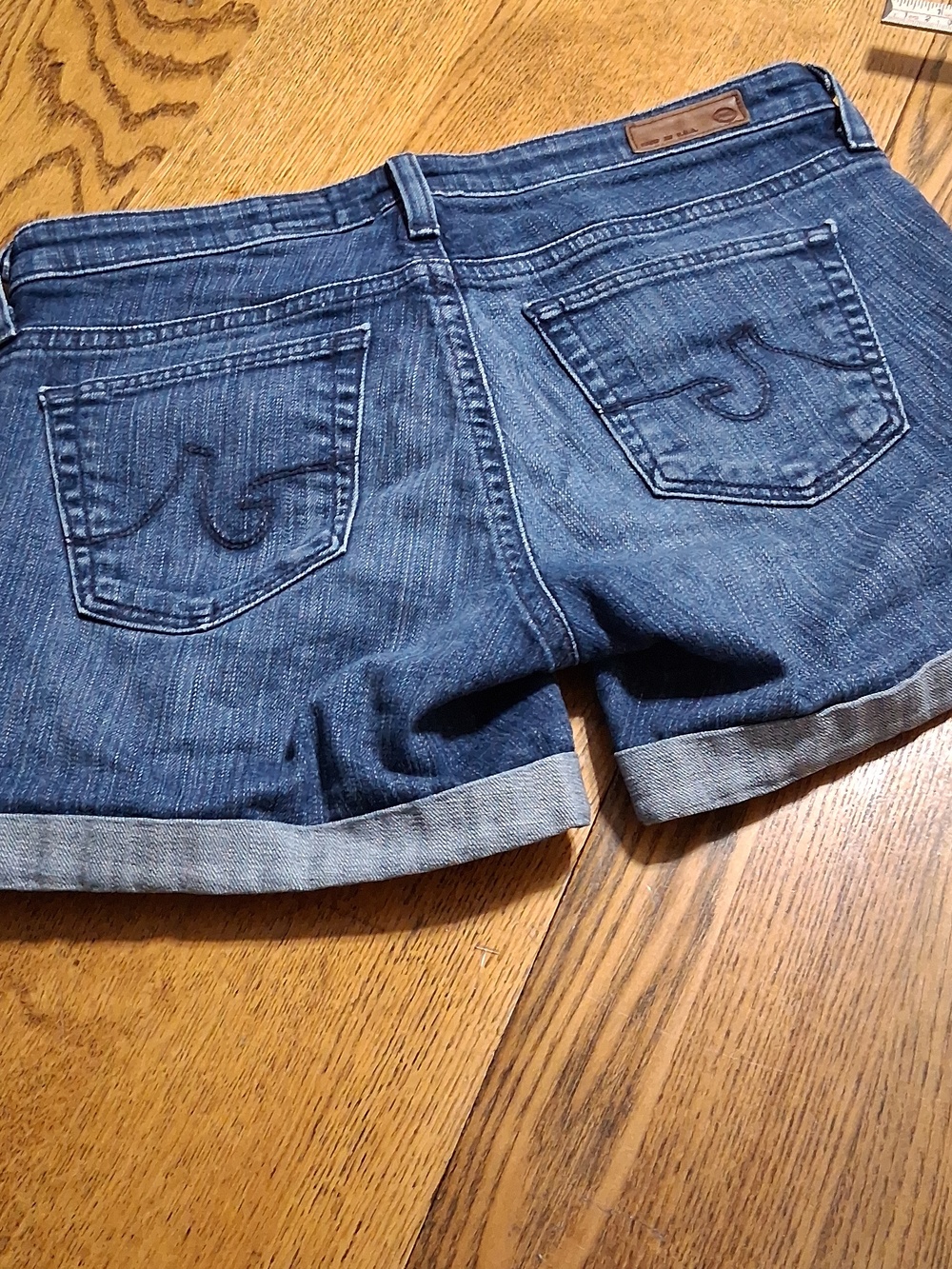 Ag Adriano Goldschmied Blue Denim Cuffed Shorts - Picture 5 of 5